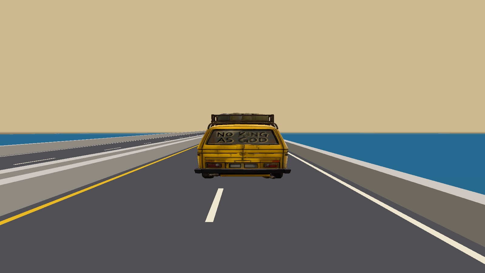 A danfo crossing a bridge over the Lagos lagoon, water on both sides